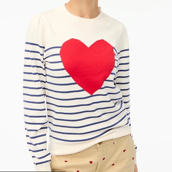 J. Crew Factory Sweaters J Crew Striped Heart Sweater Poshmark